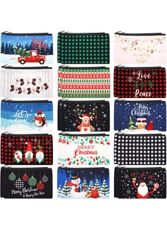 Saintrygo Saintrygo 30 Pieces Gift Makeup Plaid Cosmetics Bag Merry Christmas and Santa Goodie Bags with Snowman, Reindeer, Multicolor 