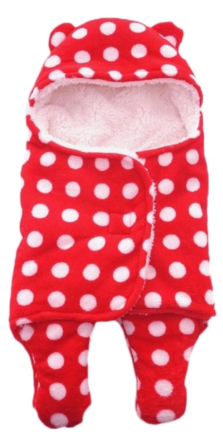 First Kick New Born Sleeping Bag Combo Pack of Super Soft Wearable Baby Wrapper Durable Fleece Polyester Cum Baby Sleeping Bag for Baby Boys Girls (76cm x 70cm, 0-6 Months) Pack of 2 Red Blue - Image 3