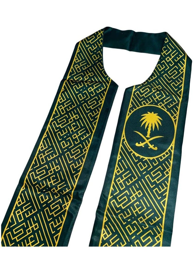 Toy Box Saudi National Day Celebration Scarf – Green & Gold Heritage Design - Image 3