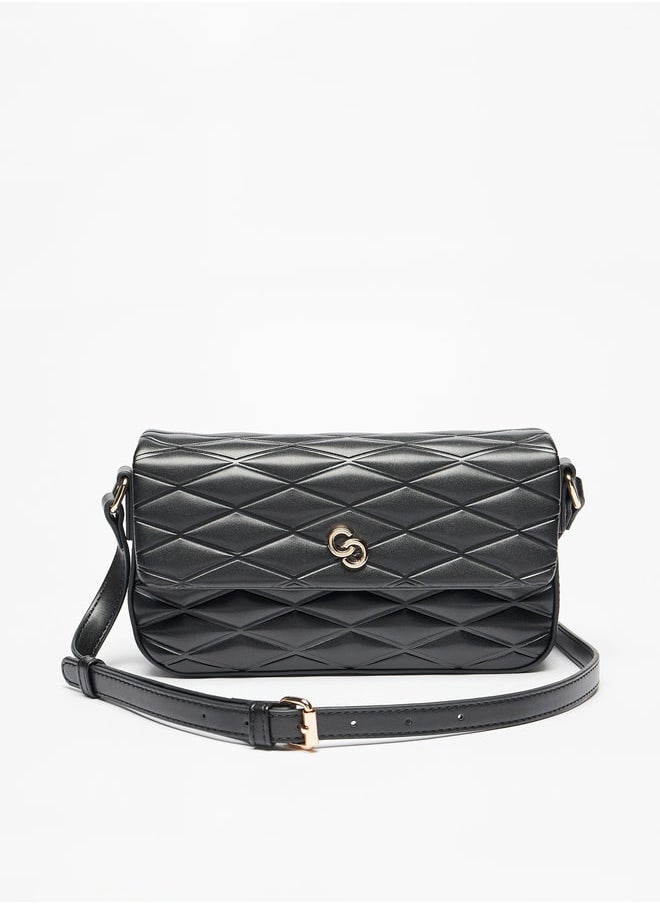 Celeste Quilted Crossbody Bag with Adjustable Strap and Flap Closure  - Image 1