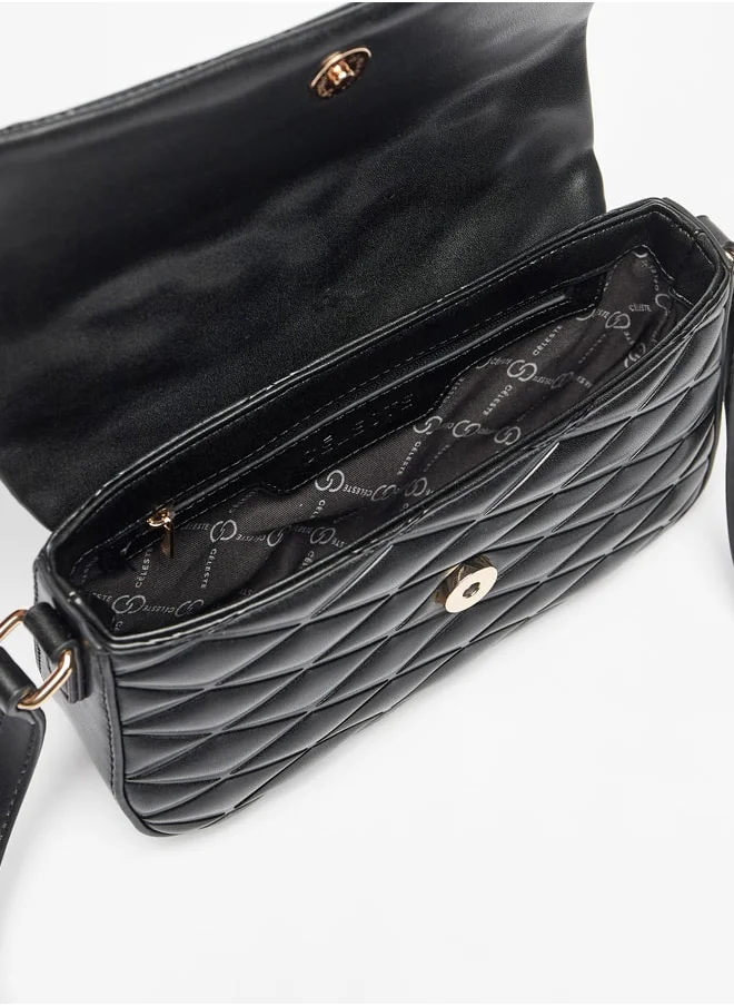 سيليست Quilted Crossbody Bag with Adjustable Strap and Flap Closure