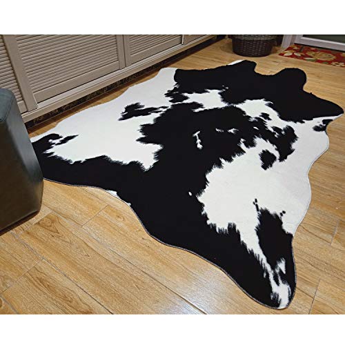 JACCAWS Faux Fur Black and White Cowhide Rug,4.6 x 6.6 Feet Cow Skin Area Rug Large Size. (4.6x6.6, Black and White) - Image 5