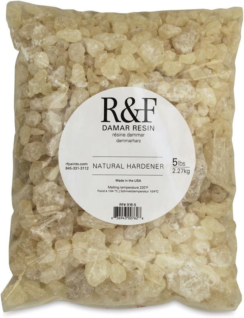 R&F Handmade Paints Encaustic Damar Resin Crystals, 5-Pound Natural Hardener - Image 1