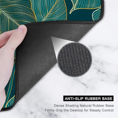 Auhoahsil Desk Mat, Ultra Large Mouse Pad, XXL Gaming Mousepad, Green Tropical Leaves Deskpad, Big Extended Full Size Mouse Pad, Desktop Desk Matt for Keyboard, Laptop & Computer, 35.5 x 15.7 in - Image 4