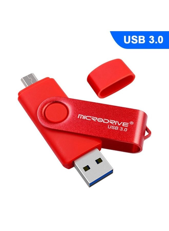 BURAQ MicroDrive 16GB USB 3.0 Android Phone & Computer Dual-use Rotary Metal U Disk (Red)  - Image 1