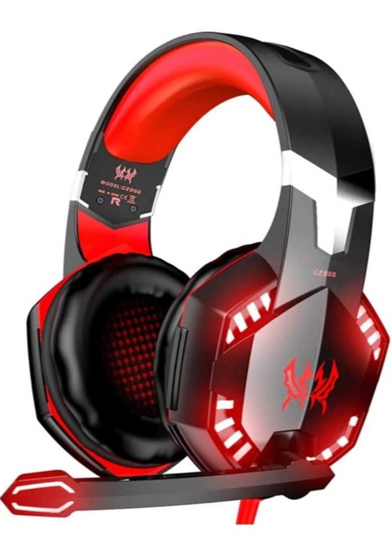 ELTRAZONE G2000 Gaming Headset, Surround Stereo Gaming Headphones with Noise Cancelling Mic, LED Light & Soft Memory Earmuffs, Works with Xbox One, PS4, Nintendo Switch, PC Mac Computer Games - Red  - Image 1