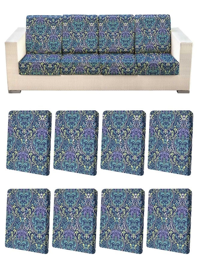 pickyNproud 8Pcs Patio Cushion Covers Stretch Outdoor Couch Cushions Slipcovers Replacement Washable Furniture Protector with Elastic Bottom Sofa Chair Seat Cover, Green - Image 1