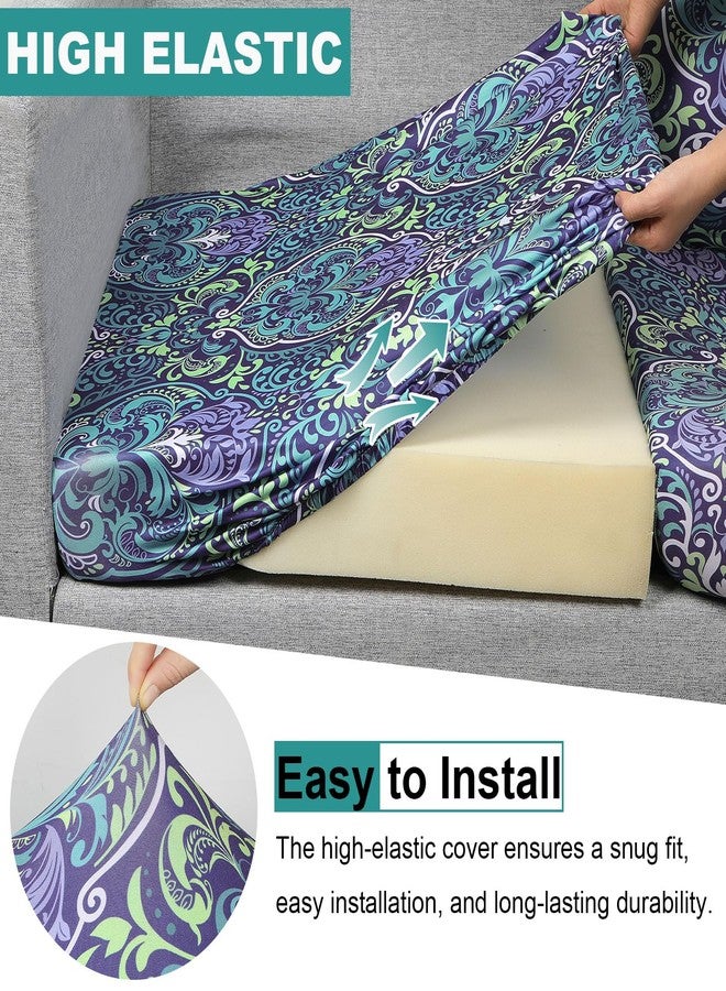 pickyNproud 8Pcs Patio Cushion Covers Stretch Outdoor Couch Cushions Slipcovers Replacement Washable Furniture Protector with Elastic Bottom Sofa Chair Seat Cover, Green - Image 2