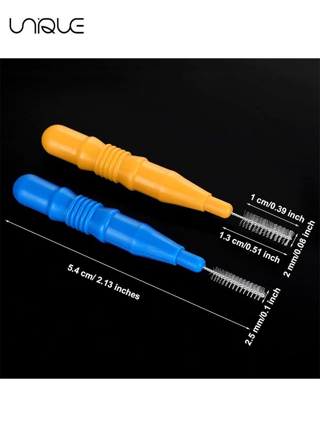يونيك فرشاة فجوة الأسنان ، 50 قطعة من فرشاة تنظيف الأسنان ذات الرأس المسواك فرشاة فجوة الأسنان الملونة 0.7-1.2 مم فرشاة تنظيف الأقواس نظيفة أبيض (برتقالي + أزرق غامق) - Image 2