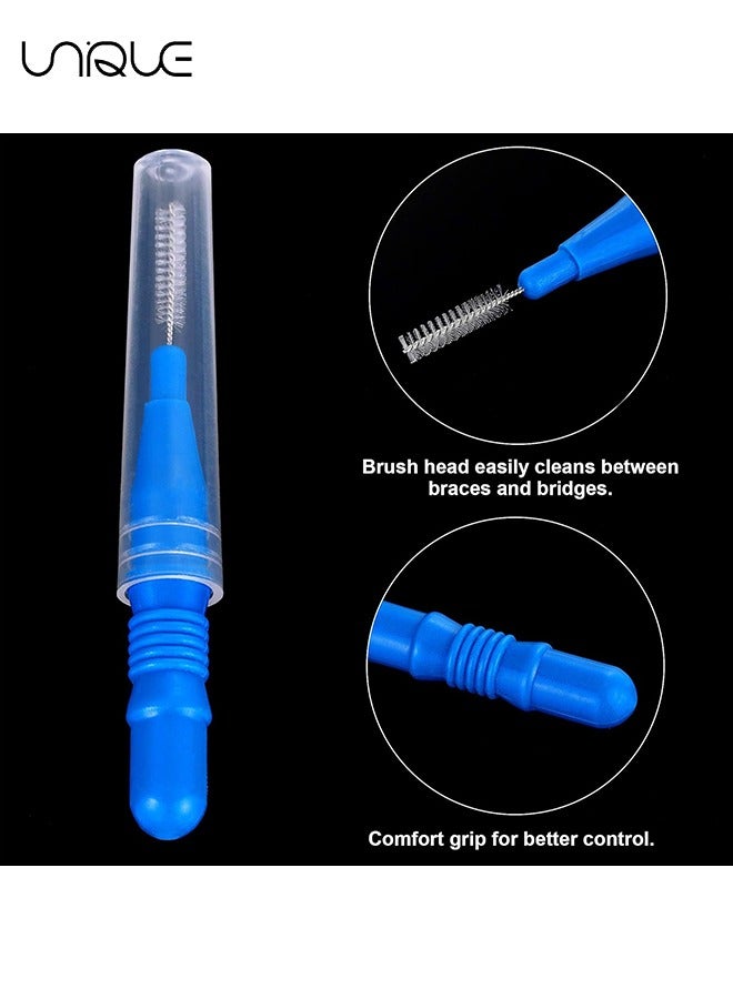 يونيك فرشاة فجوة الأسنان ، 50 قطعة من فرشاة تنظيف الأسنان ذات الرأس المسواك فرشاة فجوة الأسنان الملونة 0.7-1.2 مم فرشاة تنظيف الأقواس نظيفة أبيض (برتقالي + أزرق غامق) - Image 3