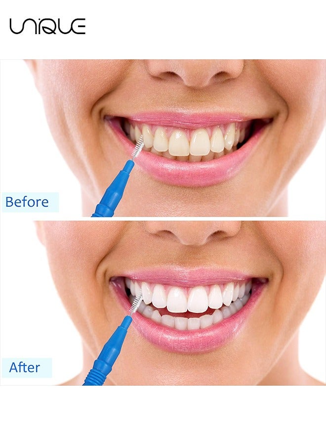 يونيك فرشاة فجوة الأسنان ، 50 قطعة من فرشاة تنظيف الأسنان ذات الرأس المسواك فرشاة فجوة الأسنان الملونة 0.7-1.2 مم فرشاة تنظيف الأقواس نظيفة أبيض (برتقالي + أزرق غامق) - Image 4