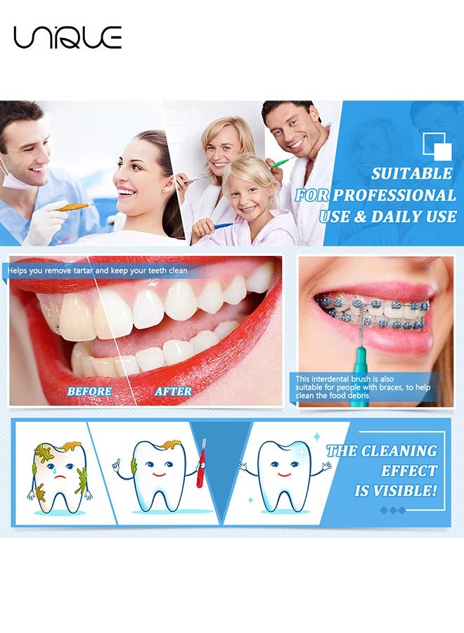 يونيك فرشاة فجوة الأسنان ، 50 قطعة من فرشاة تنظيف الأسنان ذات الرأس المسواك فرشاة فجوة الأسنان الملونة 0.7-1.2 مم فرشاة تنظيف الأقواس نظيفة أبيض (برتقالي + أزرق غامق) - Image 5