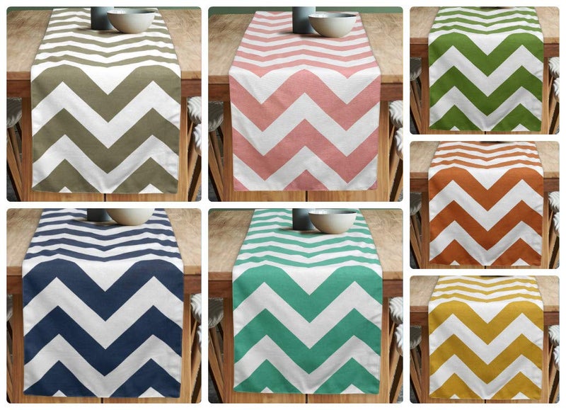 Dekor World Chevron Printed Beige Table Runner with 4 Pcs Place Mat (33x120cm/33x47cm) (Pack of 5 Pcs)-4 Seater Dining & Center Table - Image 5