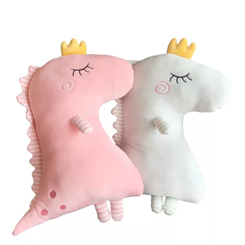 Peach Cuddle Cute Dinosaur Shaped Velvet Fur Cushion for Kids Room, Living Room, Bedroom, Luxury Furnishing, Throw Pillow (16x16 inch, Pink & Blue) - Pack of 2 - Image 2