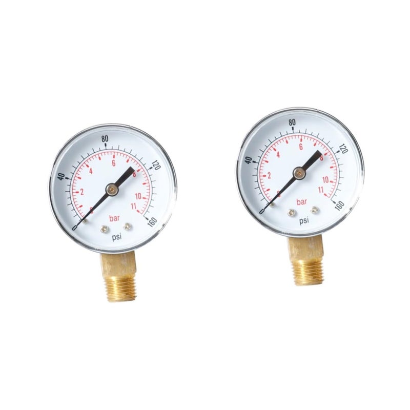 2pcs Heavy Duty Tire Pressure Gauge Psi High Precision Air Compressor Gauge Red - Image 1