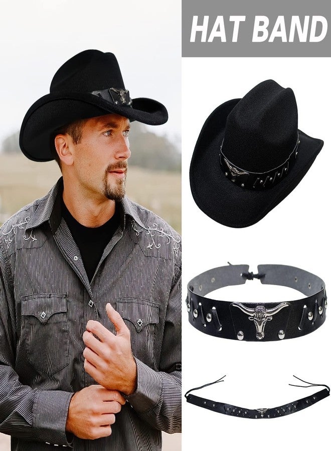 TARINI Adjustable PU Leather Hat Band for Cowboy Hats, Western Style Removable Hat Band with Bull Head Decor - Image 5