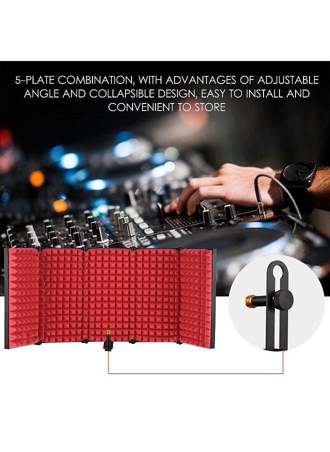 Generic - 5-door Professional Studio Recording Microphone Isolation Shield Folding Pop Filter Microphone Wind Screen with High Density EVA Foam Sound Absorbing Recording Equipment - Image 1