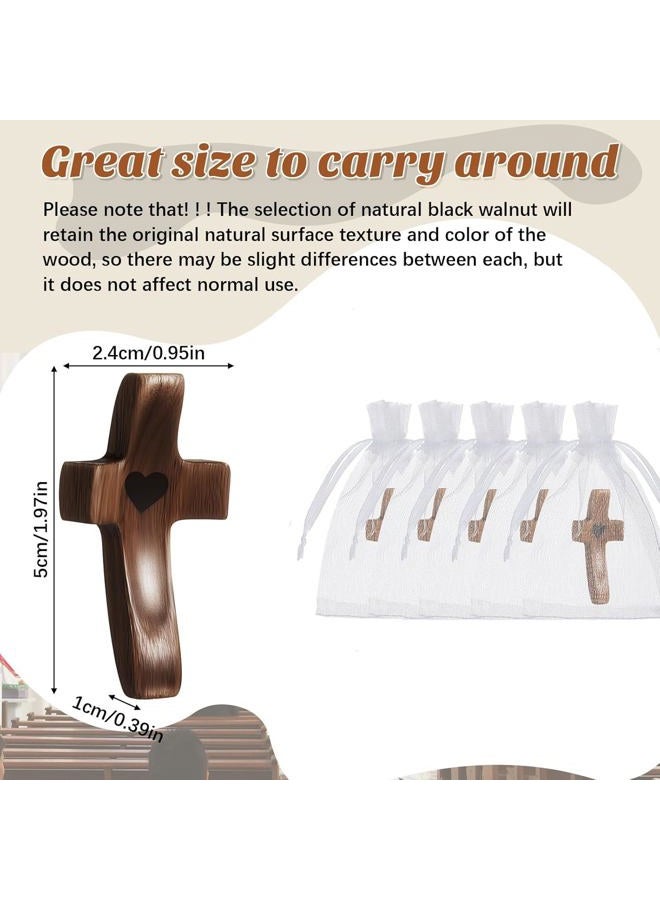 Brevynx Handmade 25Pcs Pocket Wooden Cross Fidget in bulk with Organza Bags - Stress Relief Cross My Heart for Christian, Religious Easter Day Gifts - Image 2