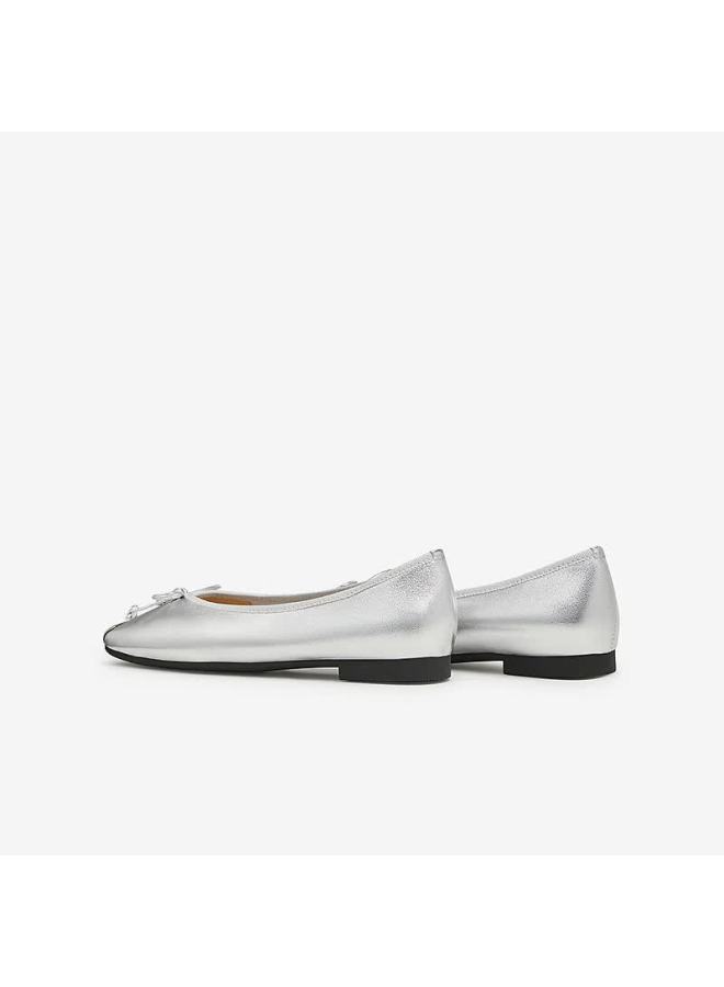 Basto Fashion Bow Square Toe Shallow Women's Flats A4502cq4, Silver, Size 34 - Image 2