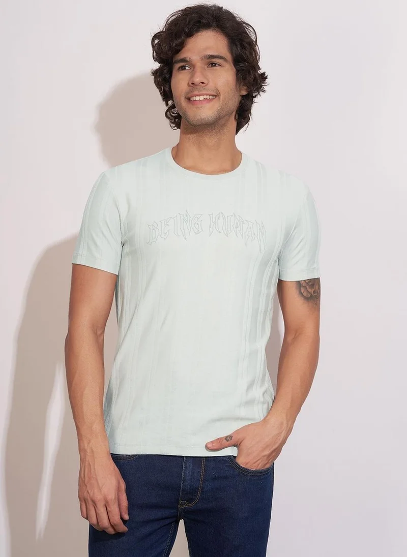 Being Human Brand Logo Printed Crew Neck Relaxed Fit Pure Cotton T-shirt