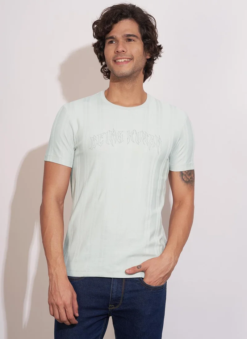 Being Human Brand Logo Printed Crew Neck Relaxed Fit Pure Cotton T-shirt