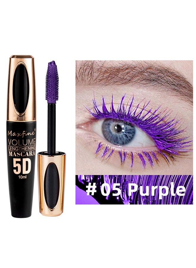 ماكس فاين ماسكارا 5D، ماسكارا ألياف الحرير 5D مقاومة للماء، رموش أطول وأكثر كثافة وفخامة، تدوم طويلاً، تمدد دراماتيكي، مقاومة للتلطخ، تركيبة مضادة للحساسية، #05 بنفسجي - Image 1