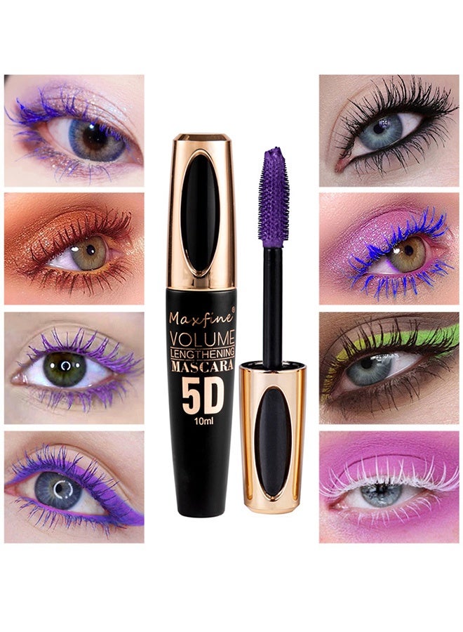 ماكس فاين ماسكارا 5D، ماسكارا ألياف الحرير 5D مقاومة للماء، رموش أطول وأكثر كثافة وفخامة، تدوم طويلاً، تمدد دراماتيكي، مقاومة للتلطخ، تركيبة مضادة للحساسية، #05 بنفسجي - Image 4