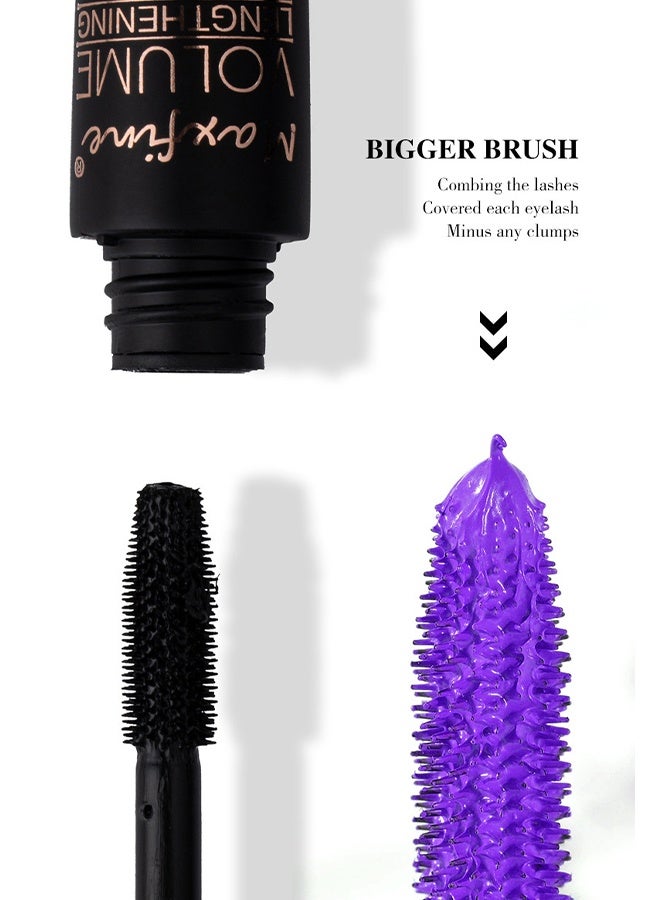 ماكس فاين ماسكارا 5D، ماسكارا ألياف الحرير 5D مقاومة للماء، رموش أطول وأكثر كثافة وفخامة، تدوم طويلاً، تمدد دراماتيكي، مقاومة للتلطخ، تركيبة مضادة للحساسية، #05 بنفسجي - Image 3