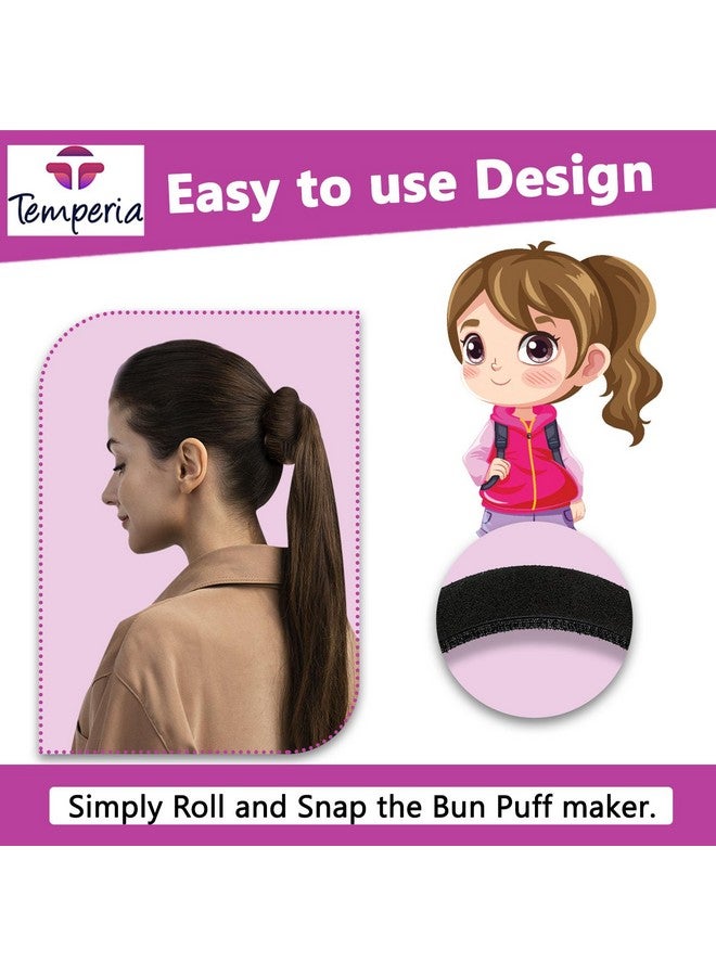 Temperia Hair Bun & Puff Maker For Women & Girls - Hairstyle Bumpits Accessories For Buns, Juda, French Twists & Updos - Modern Bun, Hair Bump Up & Puff Clips & Styling Tools - 3Pcs Different Sizes - Image 2