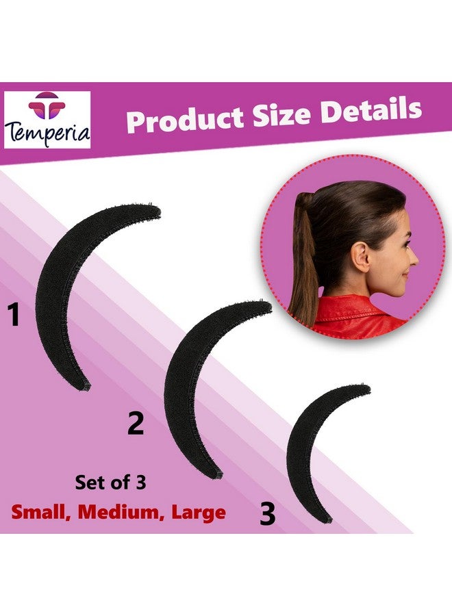 Temperia Hair Bun & Puff Maker For Women & Girls - Hairstyle Bumpits Accessories For Buns, Juda, French Twists & Updos - Modern Bun, Hair Bump Up & Puff Clips & Styling Tools - 3Pcs Different Sizes - Image 3