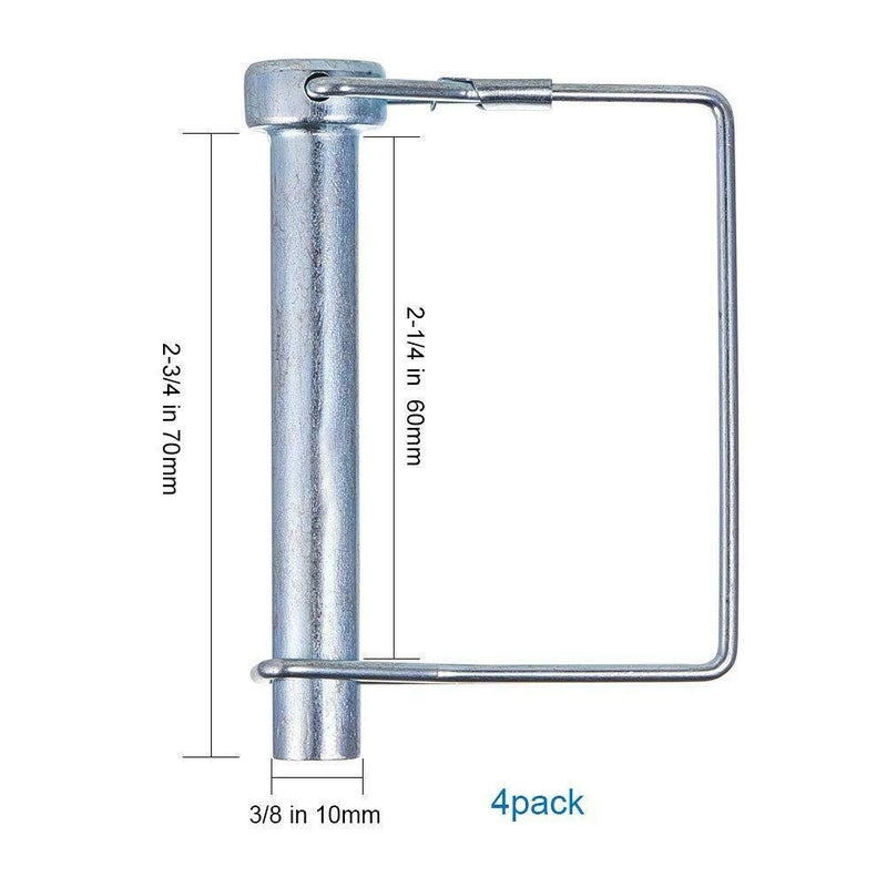 LinaLife 4 Pack Square Loop Wire Lock Pin 3/8" Shaft Locking Pin Square Loop Pto Pin Safety Coupler Hitch Pin for Farm Trailers Lawn Garden Square Loop - Image 2