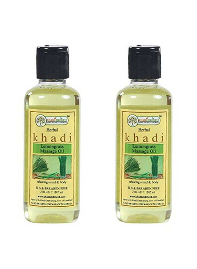 KHADI RISHIKESH Herbal Lemongrass Massage Oil Combo Set Pack Of 2 X 210 Ml( 420 Ml) - Image 1