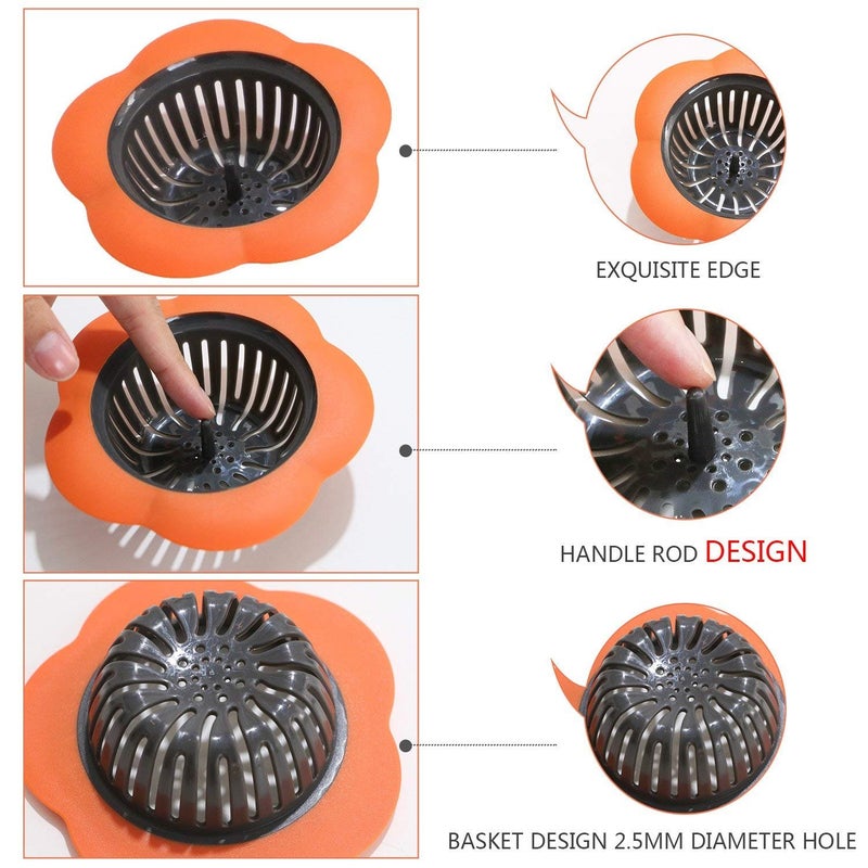 DORMICO Silicone Kitchen Sink Strainer, Plastic Basin Drain Stopper, Easy Clean Sink Drain Filter Basket, Traps Food Debris & Prevents Clogs (Pack of 3) - Image 4