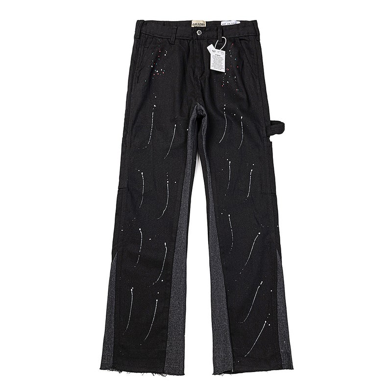 G D Hand-Painted Splash-Ink Splicing Drawstring High Street Casual Sports Sweatpants Micro-Flared Pants Men'S Denim Pants Women - Image 1