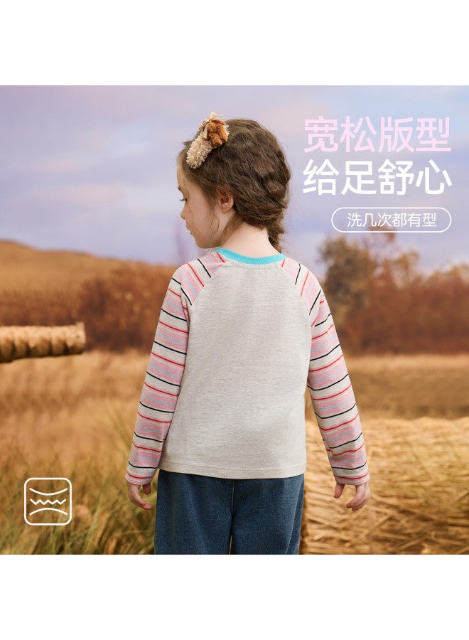 ASK JUNIOR Children's Long Sleeve T-shirt 2025 Autumn Kids Color Block Raglan Sleeve Base Layer Girl's Skin-friendly Top - Image 5