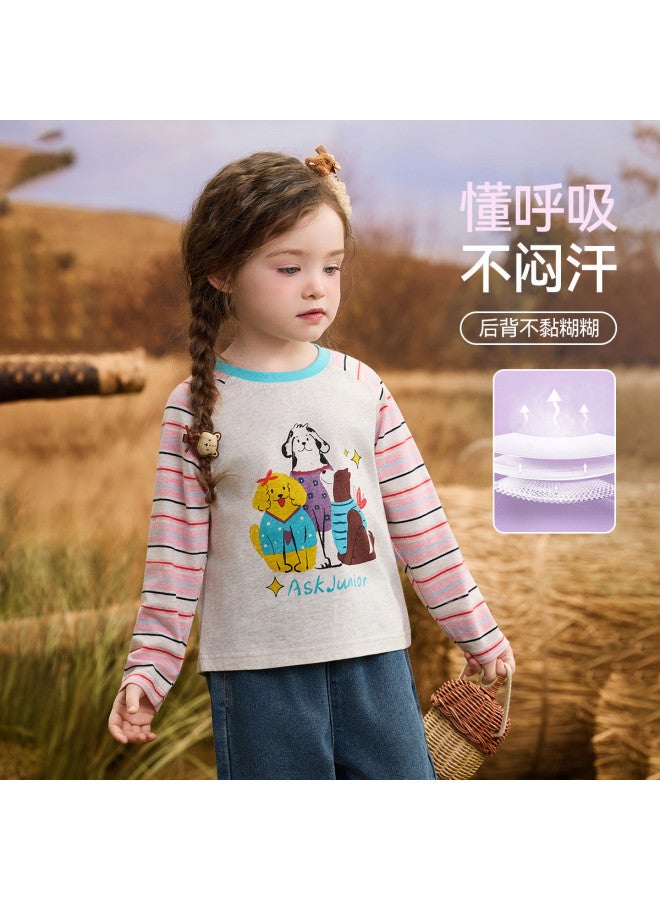 ASK JUNIOR Children's Long Sleeve T-shirt 2025 Autumn Kids Color Block Raglan Sleeve Base Layer Girl's Skin-friendly Top - Image 4