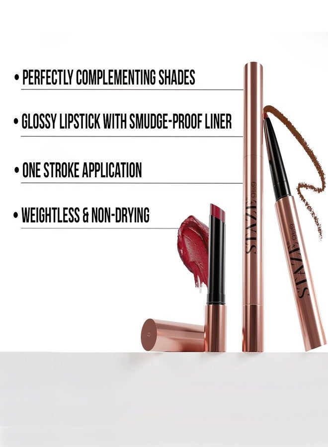 Staze 9to9 Twin Flame 2in1 Lipstick + Lip Liner | High-shine Lipstick | Transfer-proof Lip Liner | 01 Love Struck | 2g - Image 3