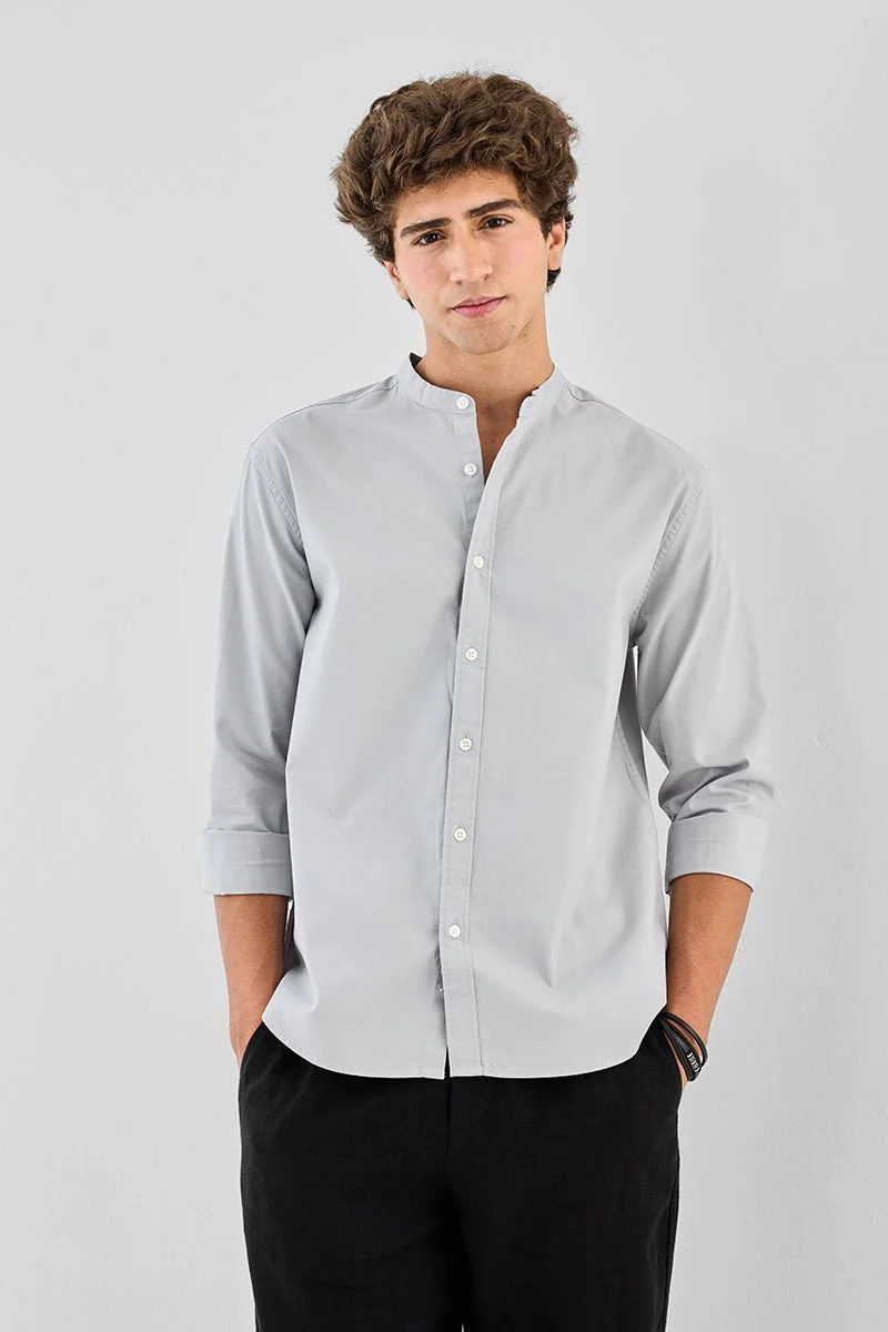 SNITCH Regular Fit Chinese Collar Oxford Shirt