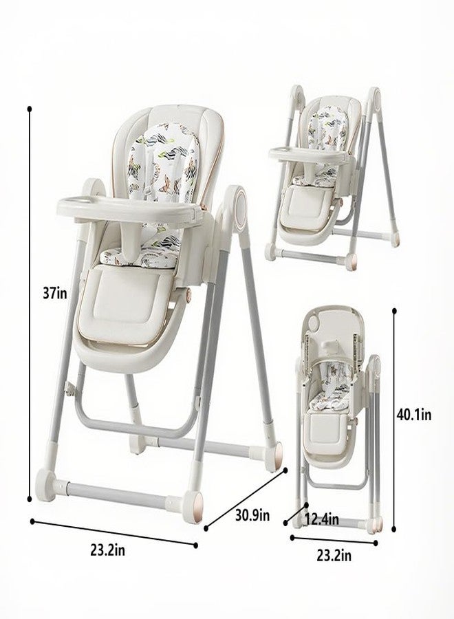 Nawahev 3 in 1 Baby High Chair, Portable Foldable Infant High Chair with Adjustable Height, Lockable Wheels, Baby Feeding Chair, Toddler Chair, Easy Clean Tray for Babies & Toddlers 12-36 Months - Image 2