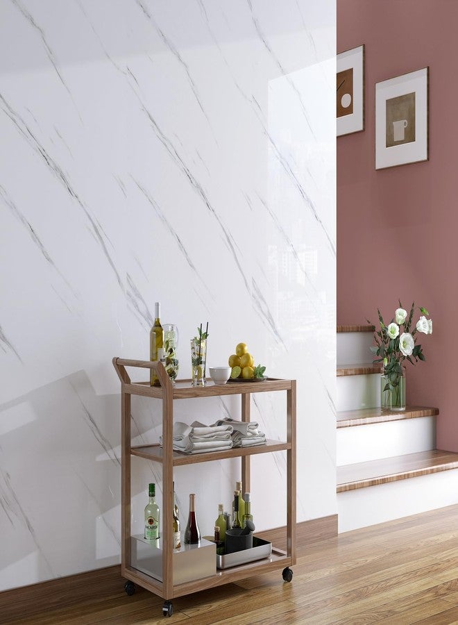 LaCheery White Marble Wall Panels Peel and Stick Marble Wallpaper for Bedroom TV Wall Panel Decor Living Room Self Adhesive Waterproof Foam Wall Paper for Interior Wall Decor Bathroom Shower 15.8"x80" - Image 3