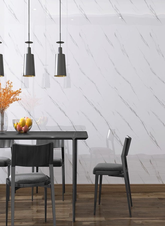 LaCheery White Marble Wall Panels Peel and Stick Marble Wallpaper for Bedroom TV Wall Panel Decor Living Room Self Adhesive Waterproof Foam Wall Paper for Interior Wall Decor Bathroom Shower 15.8"x80" - Image 4