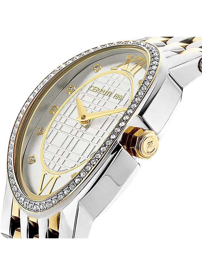 CERRUTI 1881 Women's Oval Shape Stainless Steel Band Analog Wrist Watch 28 mm - Silver Dial - CIWLG2226102
