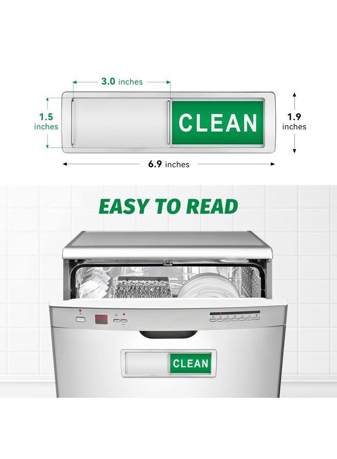 Cimkiz Dishwasher Magnet Clean Dirty Sign Shutter Only Changes When You Push It Non-Scratching Strong Magnet or 3M Adhesive Options Indicator Tells Whether Dishes are Clean or Dirty (Silver) - Image 2