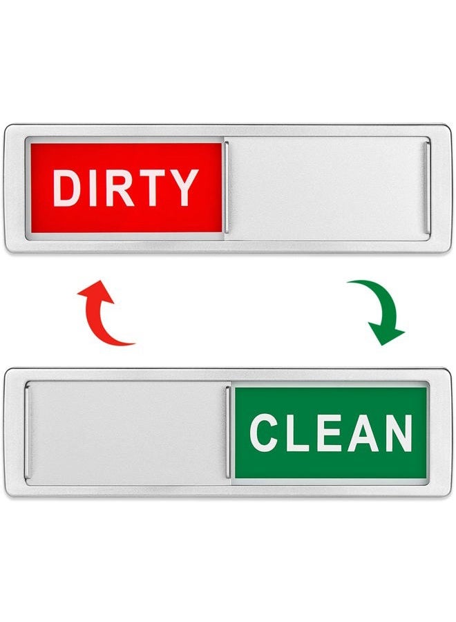 Cimkiz Dishwasher Magnet Clean Dirty Sign Shutter Only Changes When You Push It Non-Scratching Strong Magnet or 3M Adhesive Options Indicator Tells Whether Dishes are Clean or Dirty (Silver) - Image 1
