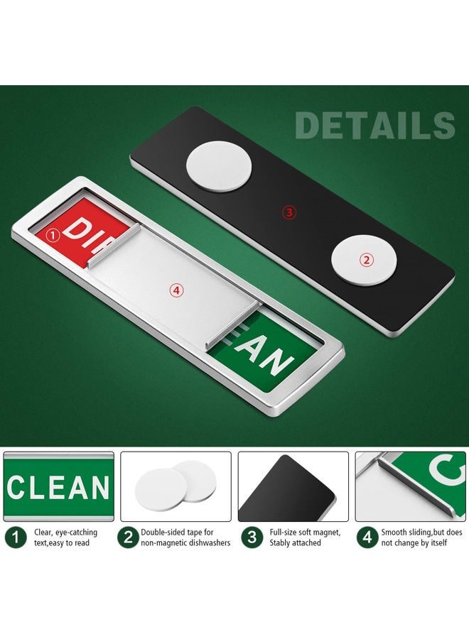Cimkiz Dishwasher Magnet Clean Dirty Sign Shutter Only Changes When You Push It Non-Scratching Strong Magnet or 3M Adhesive Options Indicator Tells Whether Dishes are Clean or Dirty (Silver) - Image 3