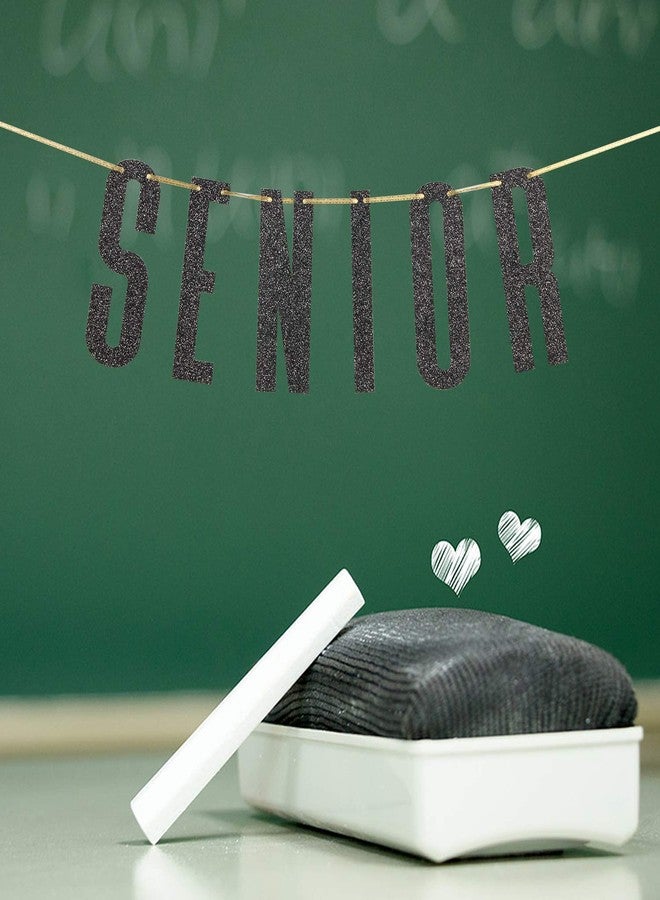INNORU Black Glitter Senior Banner for Congrats Grad Banner - High School College Graduation Party Bunting Decoration - Image 2