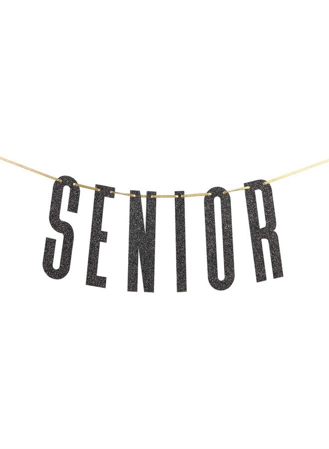 INNORU Black Glitter Senior Banner for Congrats Grad Banner - High School College Graduation Party Bunting Decoration - Image 1