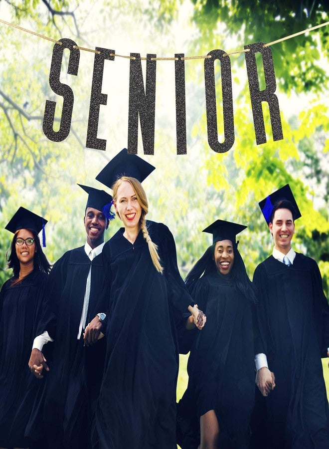 INNORU Black Glitter Senior Banner for Congrats Grad Banner - High School College Graduation Party Bunting Decoration - Image 4