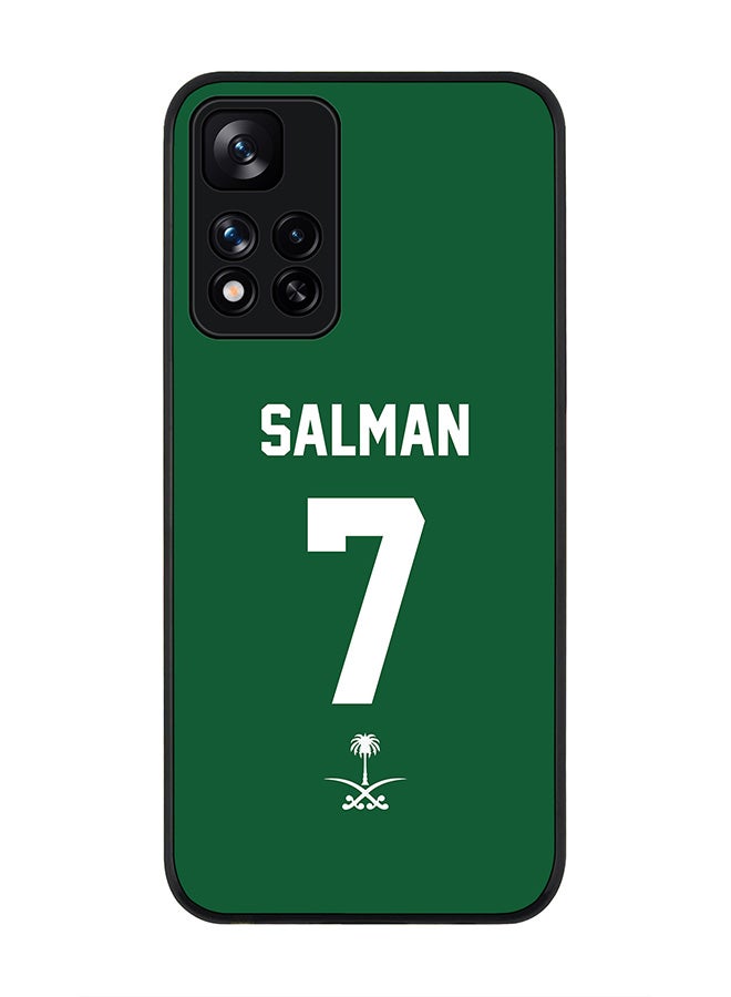 Stylizedd Rugged Black edge case for Redmi Note 11 Pro Plus 5G Slim fit Soft Case Flexible Rubber Edges Anti Drop TPU Gel Thin Cover - Football Team - Saudi Arabia Player Name - Salman - Image 1