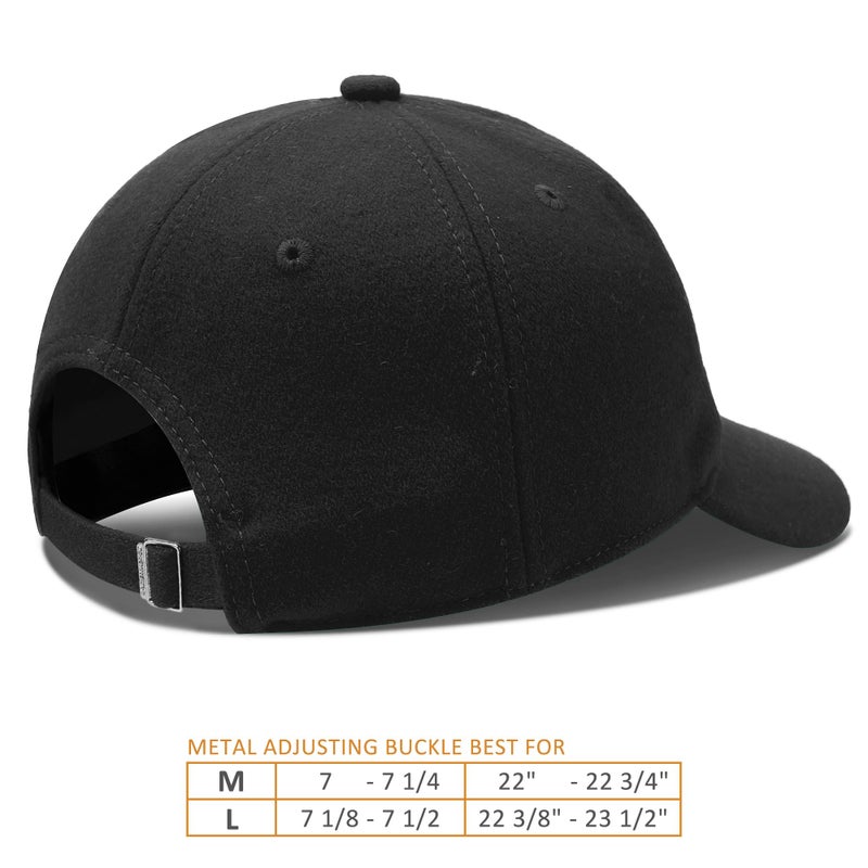 GADIEMKENSD Winter Baseball Caps Unstructured Wool Dad Hat Warm Trucker Hats Work Cap Workout Thick for Mens Womens 7-7 1/4 Black - Image 3